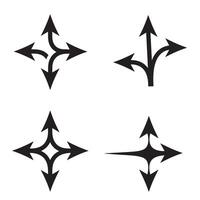 Universal directional arrow icon set in silhouette for web and mobile use vector