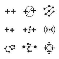 Dynamic tec signal icons divers collection silhouette used in electronic branding and graphics vector