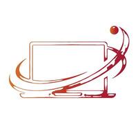 Innovative swirl business laptop logo symbol icon for web development and digital branding use vector
