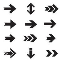 Flat arrow and logo icon set with clean navigation and direction silhouette symbols vector