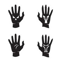 Aggressive skull hand set in silhouette style ideal for tattoo flash and punk art vector
