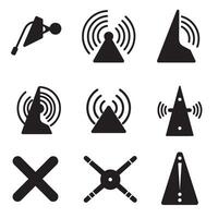 Bold tec signal icons divers collection silhouette for tech branding and music wave identity vector