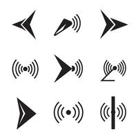 Isolated tec signal icons divers collection silhouette perfect for web and audio design tools vector