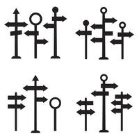 Curved and straight directional icon set silhouette for modern web interface elements vector