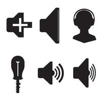 Swirl sound tec signal icons divers collection silhouette for futuristic music branding needs vector