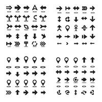 Navigation symbol directional icon silhouettes for user interface and data diagrams vector