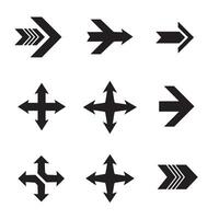 Bundle of pointing arrow logo icons with flat navigation direction silhouettes vector