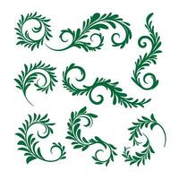 Decorative swirl leaves set perfect for print design stationery and ornamental cards vector