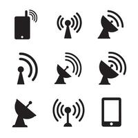 Iconic tec signal icons divers collection silhouette used in digital identity and music media vector