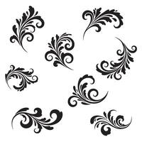 Swirl leaves ornament set ideal for decorative border design and natural style layouts vector