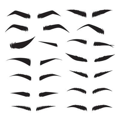 Eyebrow silhouette bundle featuring bold and stylish brow shape icon illustrations
