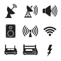 Artistic tec signal icons divers collection silhouette for sound analysis app and signal app vector