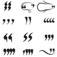 Quotation mark silhouette collection for speech bubble design web layout and print design vector