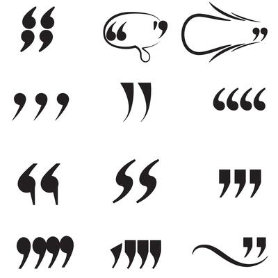 Quotation mark silhouette collection for speech bubble design web layout and print design