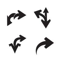 Directional icon silhouette set with arrow elements for system UI and app design vector