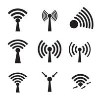 Black silhouette of wireless signal icons divers collection for digital product templates vector