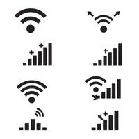 Media design wireless signal icons divers collection silhouette for user tech components vector