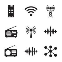 Modern wireless signal wifi antenna and sound icon design for media tech and UI interface vector