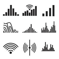 Audio tool wireless signal icons divers collection silhouette with modern network designs vector