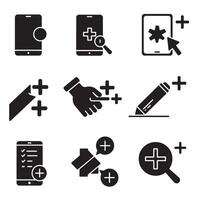 Essential variation icons collection silhouette bundle for designers developers and brands vector