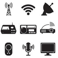 Audio and wireless signal wifi antenna symbols for high tech design branding and media UI vector