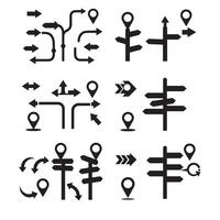 Stylish directional icon silhouettes used for mobile controls and desktop navigation vector
