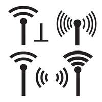 Tech theme wireless signal icons divers collection silhouette for wifi and audio systems vector