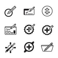 Custom variation icons collection silhouette bundle for development interface and branding vector