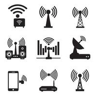 Audio visual tech icons for wireless signal wifi sound and antenna themed media graphics vector