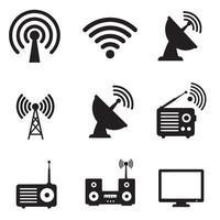 High quality wireless signal wifi antenna sound icon design for tech and media applications vector