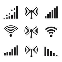 Modern wireless signal icons divers collection silhouette for apps communication and UI vector