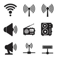 Digital tech wireless signal wifi and radio antenna design pack for clean media interfaces vector