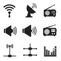 Professional wifi signal antenna and sound icon bundle for web design and network branding vector