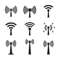 Collection of wireless signal icons divers silhouette for mobile UI and signal presentation vector