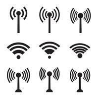Abstract wireless signal icons divers collection silhouette perfect for tech graphics pack vector