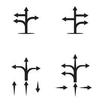 Interactive directional icon set silhouette for flow maps and structured interface use vector