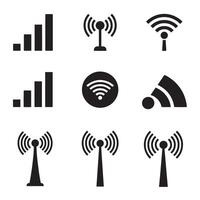 Minimal wireless signal icons divers collection silhouette used in tech design and branding vector