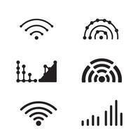 Wireless signal icons divers collection silhouette used in data sound wave and wifi design vector