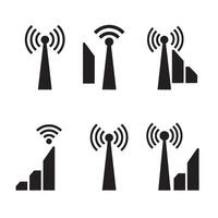 Broadcast layout wireless signal icons divers collection silhouette for interface and media vector