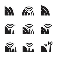 Wireless signal icons divers collection silhouette for modern UI media and tech symbol use vector