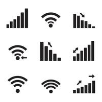 Full pack wireless signal icons divers collection silhouette for interface and branding work vector