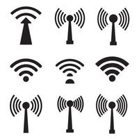 Wireless signal icons divers collection silhouette ideal for audio wave and network layouts vector