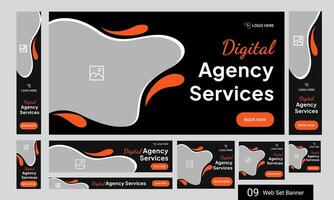 Sleek digital agency web set banner design for social media post, startup business web bundle banner design, web banner, customizable eps 10 file format vector