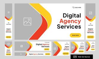 Digital agency web bundle banner design for social media post, digital marketing agency web set banner design, fully customizable eps 10 file format vector