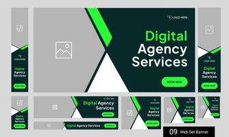 Corporate digital agency web bundle banner design for social media post, digital marketing agency web set banner design, fully customizable eps 10 file format vector