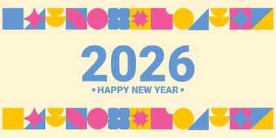 2026. geométrico antecedentes con nuevo año. brutalismo vector