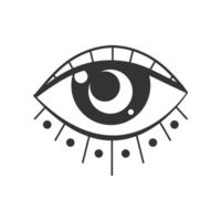 Magical All seeing eye symbol isolated on white background. Mystical boho decoration with magic third eye vector