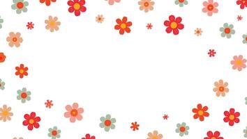 Floral pattern design featuring vibrant colors and various flower shapes in a cheerful arrangement vector