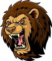 Angry Roaring Lion Head Illustration With Fierce Expression And Sharp Teeth vector