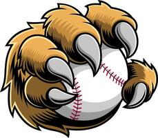 Lion Claw Holding Baseball With Sharp Silver Talons And Power vector